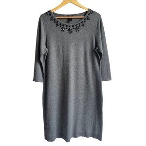 Ann Taylor Gray Embellished Midi Dress